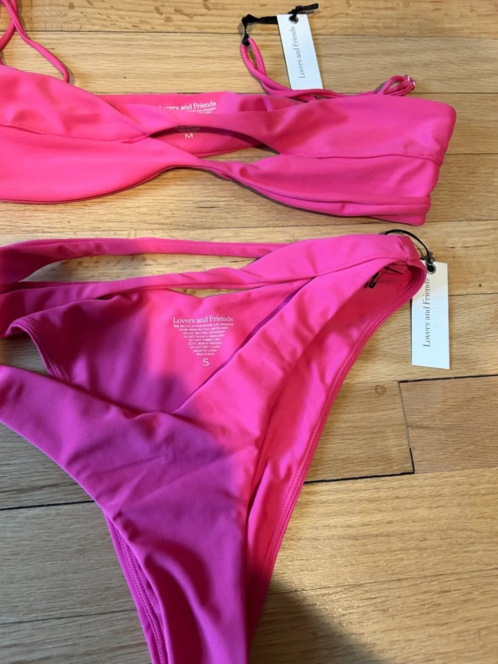 Lovers + Friends Vibrant Pink Twist Bikini Set - Picture 1 of 5